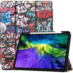 Mobigear Tri-Fold Gel iPad Pro 11 Inch (2018) Hoes TPU,Kunstleer Bookcase + Stylus Houder - Graffiti