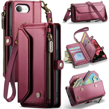 CaseMe C36 iPhone 16e Hoesje Bookcase Portemonnee - Rood
