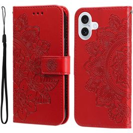 Mobigear Flowers iPhone 17 Hoesje Bookcase Portemonnee - Rood