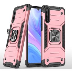Mobigear Armor Ring Huawei P Smart S Hoesje Hardcase Backcover Shockproof met Ringhouder - Roségoud
