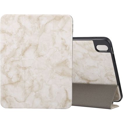 Mobigear Tri-Fold Marble iPad 10 (2022) Hoes Bookcase + Stylus Houder - Wit