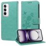 Mobigear Flowers OPPO Reno 12 Pro Hoesje Bookcase Portemonnee - Groen