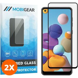 Mobigear Premium Samsung Galaxy A21 Glazen Screenprotector - Case Friendly - Zwart (2-Pack)