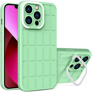 Mobigear Cube iPhone 14 Hoesje Hardcase Backcover met Standaard - Groen