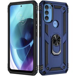 Mobigear Armor Ring Motorola Moto G71 5G Hoesje Hardcase Backcover Shockproof met Ringhouder - Blauw