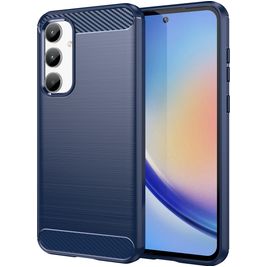 Mobigear Brushed Slim Samsung Galaxy A35 Hoesje Flexibel TPU Backcover - Blauw