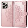 Mobigear Mandala iPhone 16 Hoesje Bookcase Portemonnee - Roségoud