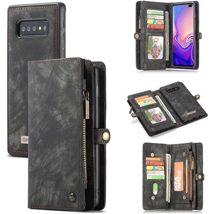 Caseme 008 Samsung Galaxy S10 Plus Hoesje Uitneembare 2in1 Bookcase Portemonnee - Zwart
