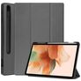 Mobigear Tri-Fold Gel Samsung Galaxy Tab S7 FE Hoes TPU,Kunstleer Bookcase + Stylus Houder - Grijs