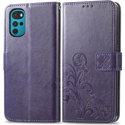 Mobigear Clover Motorola Moto G22 Hoesje Bookcase Portemonnee - Paars