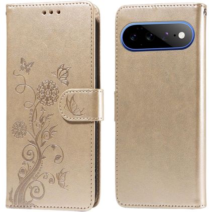 Mobigear Flowers Google Pixel 11 Pro XL Hoesje Bookcase Portemonnee - Goud