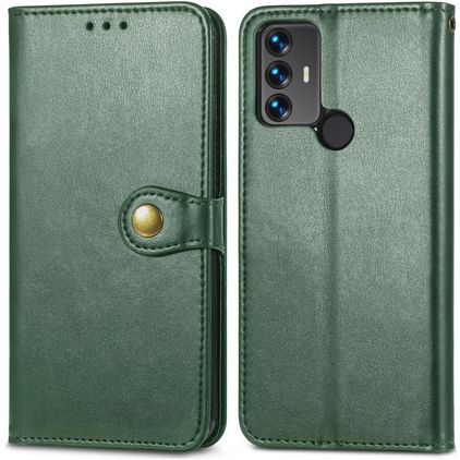 Mobigear Snap Button TCL 305 Hoesje Bookcase Portemonnee - Groen