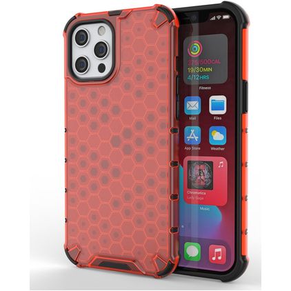 Mobigear Honeycomb iPhone 13 Pro Max Hoesje Hardcase Backcover Shockproof - Rood