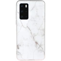 Mobigear Marble Huawei P40 Hoesje Flexibel TPU Backcover - Wit