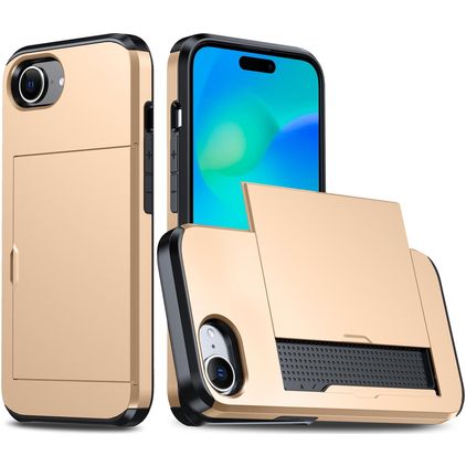 Mobigear Card iPhone 17e Hoesje Hardcase Backcover Shockproof met Pasjeshouder - Goud
