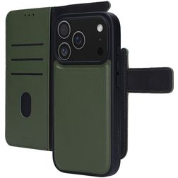 Mobiparts iPhone 17 Pro Hoesje Echt Leer Uitneembare 2in1 Bookcase Portemonnee - Groen
