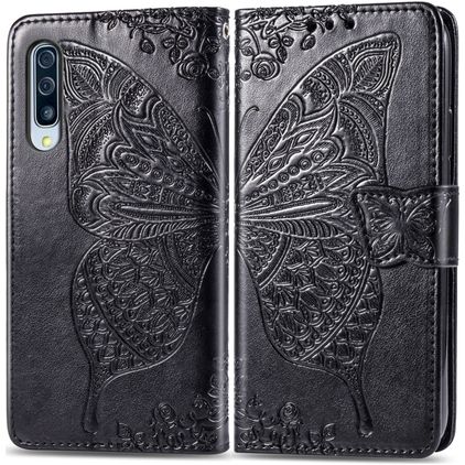 Mobigear Butterfly Samsung Galaxy A70 Hoesje Bookcase Portemonnee - Zwart