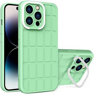 Mobigear Cube iPhone 14 Pro Max Hoesje Hardcase Backcover met Standaard - Groen