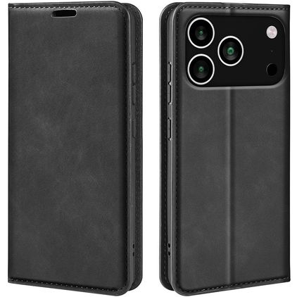 Mobigear Retro Slim iPhone 17 Pro Hoesje Bookcase Portemonnee - Zwart