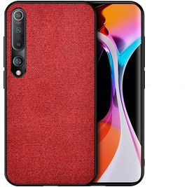Mobigear Fabric Xiaomi Mi 10 Hoesje Hardcase Backcover - Rood