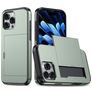 Mobigear Card iPhone 16 Pro Hoesje Hardcase Backcover Shockproof met Pasjeshouder - Groen