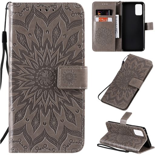 Mobigear Sunflower Samsung Galaxy S20 Plus Hoesje Bookcase Portemonnee - Grijs