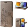 Mobigear Flowers Samsung Galaxy M23 Hoesje Bookcase Portemonnee - Grijs