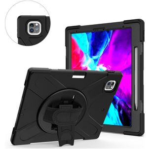 Mobigear SureGrip XGuard iPad Air 13 Inch (2026) Hoes Hard Kunststof,Siliconen Backcover + Stylus Houder + Schouderband + Standaard - Zwart