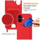 Mobigear Lanyard Card iPhone 17 Siliconen Hoesje met koord en Pasjeshouder - Rood