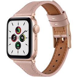 Mobigear Napoli Leren Apple Watch Bandje Gespsluiting - 42/41/40/38 mm - Roze