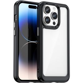 Mobigear Crystal iPhone 15 Pro Max Hoesje Hardcase Backcover - Transparant / Zwart