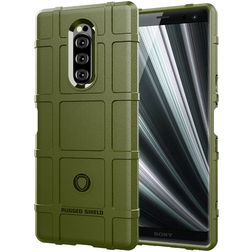 Mobigear Rugged Shield Sony Xperia 1 Hoesje Flexibel TPU Backcover Shockproof - Groen
