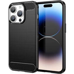 Mobigear Brushed Slim iPhone 15 Pro Max Hoesje Flexibel TPU Backcover - Zwart