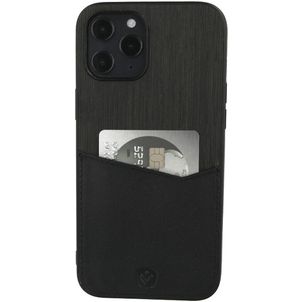 Valenta Card Slot iPhone 12 Pro Max Hoesje Echt Leer Backcover met Pasjeshouder - Zwart