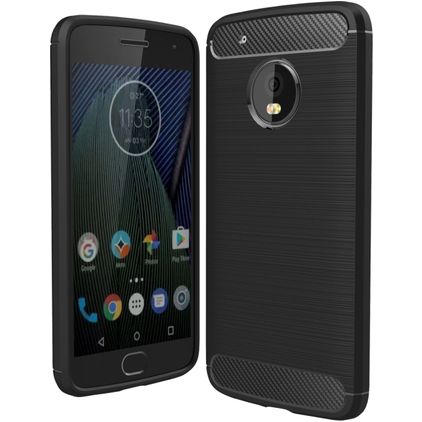 Mobigear Brushed Slim Motorola Moto G5 Plus Hoesje Flexibel TPU Backcover - Zwart