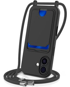 Mobigear Lanyard Card iPhone 17 Siliconen Hoesje met koord en Pasjeshouder - Zwart