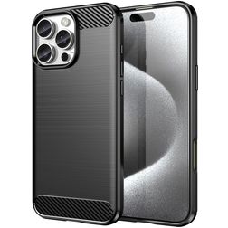 Mobigear Brushed Slim iPhone 16 Pro Max Hoesje Flexibel TPU Backcover - Zwart