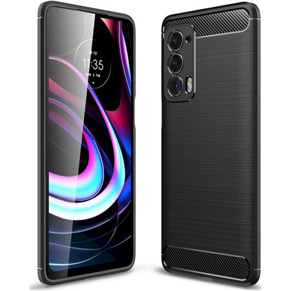 Mobigear Brushed Slim Motorola Edge (2021) Hoesje Flexibel TPU Backcover - Zwart