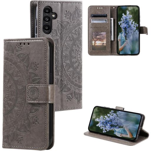 Mobigear Mandala Samsung Galaxy S25 FE Hoesje Bookcase Portemonnee - Grijs