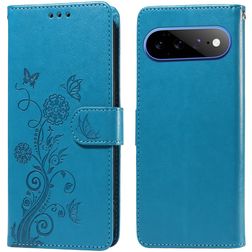 Mobigear Flowers Google Pixel 11 Pro XL Hoesje Bookcase Portemonnee - Blauw