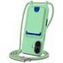 Mobigear Lanyard Card iPhone 17 Siliconen Hoesje met koord en Pasjeshouder - Groen