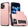 Mobigear Card iPhone 16 Pro Hoesje Hardcase Backcover Shockproof met Pasjeshouder - Roségoud