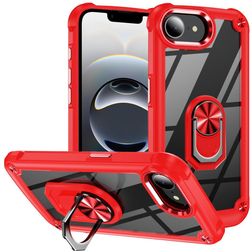 Mobigear Crystal Ring iPhone 17e Hoesje Hardcase Backcover met Ringhouder - Rood