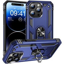 Mobigear Armor Ring iPhone 16 Pro Hoesje Hardcase Backcover Shockproof met Ringhouder - Blauw