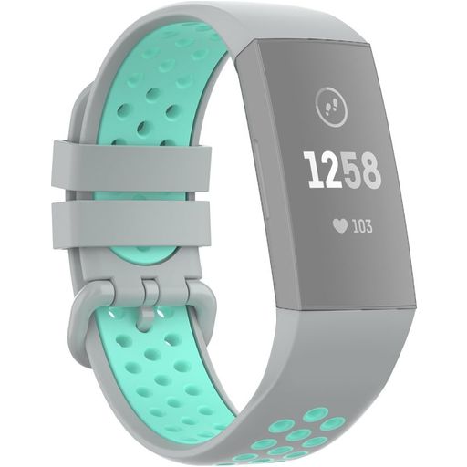 Mobigear Sport Plus Buckle Siliconen Fitbit Charge 4 Bandje Gespsluiting - Blauw / Grijs