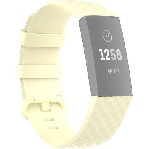 Mobigear Cross Siliconen Fitbit Charge 4 Bandje Gespsluiting - Geel