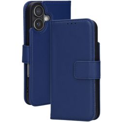 Mobiparts Wallet iPhone 17 Hoesje Echt Leer Bookcase Portemonnee - Blauw