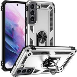 Mobigear Armor Ring Samsung Galaxy S22 Hoesje Hardcase Backcover Shockproof met Ringhouder - Zilver