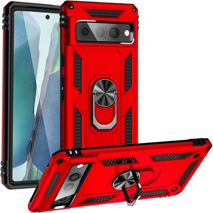 Mobigear Armor Ring Google Pixel 7 Pro Hoesje Hardcase Backcover Shockproof met Ringhouder - Rood
