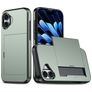 Mobigear Card iPhone 16 Plus Hoesje Hardcase Backcover Shockproof met Pasjeshouder - Groen